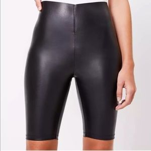 LOFT Black Faux Leather Sculpting Bike Shorts NWT